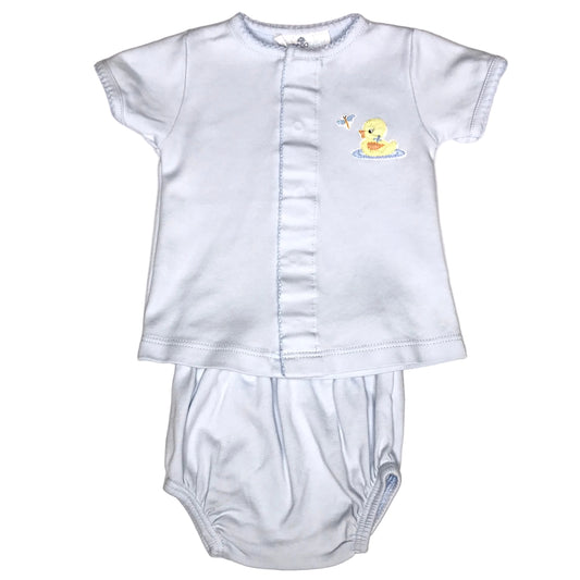 Magnolia Baby Diaper Set Yellow Duck Embroidered Blue Boy Size 6M