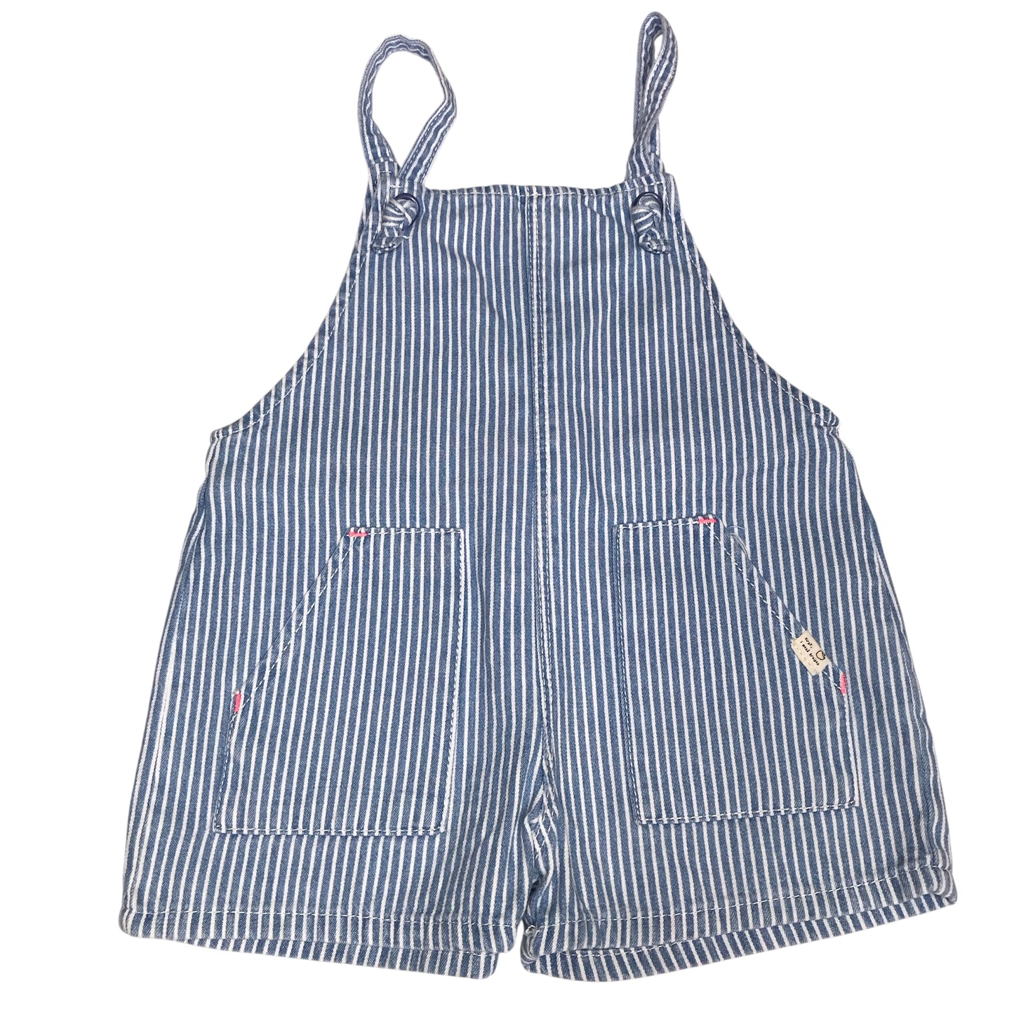 Zara Baby Striped Overall Baby Girl Denim Blue White Size 12-18M