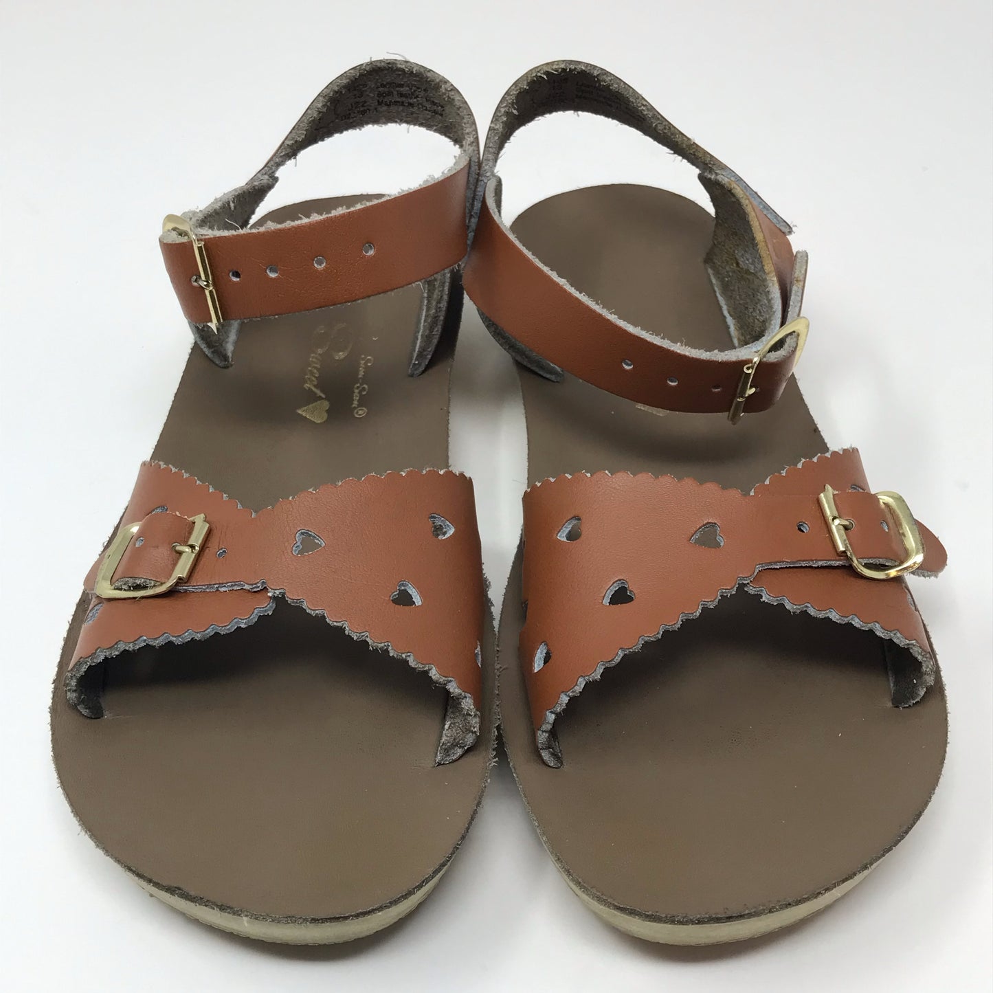 Sun-San Sweetheart Tan Leather Sandals Girl Size 13