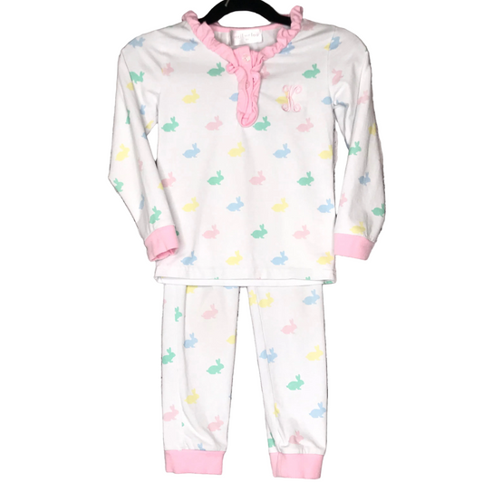 Cecil & Lou Easter Bunny “K” Pajamas Jammie’s Girls Size 4T