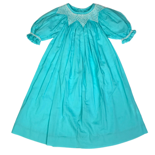 Mom & Me Smocked Pearls Dress Turquoise Girls Size 24M