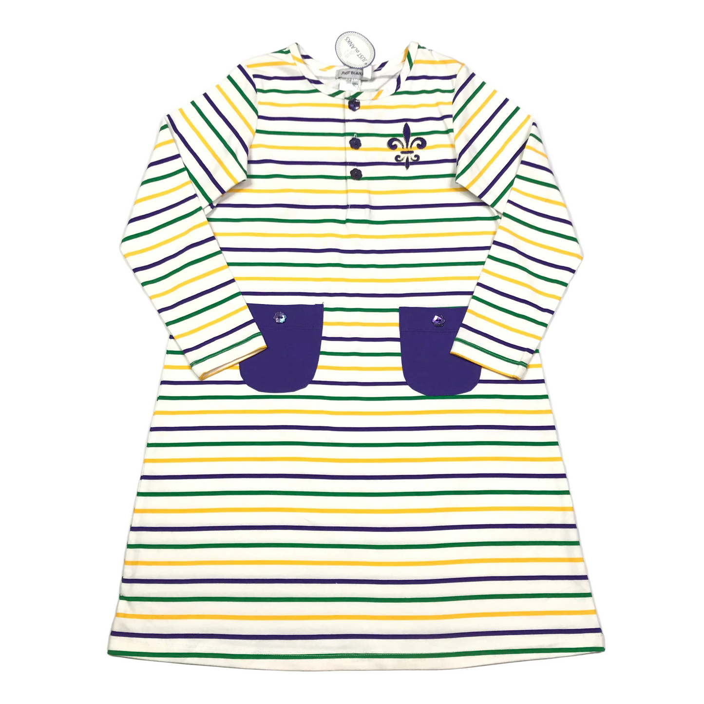 Just Blanks Mardi Gras Striped Dress Girls Size 8 NWT