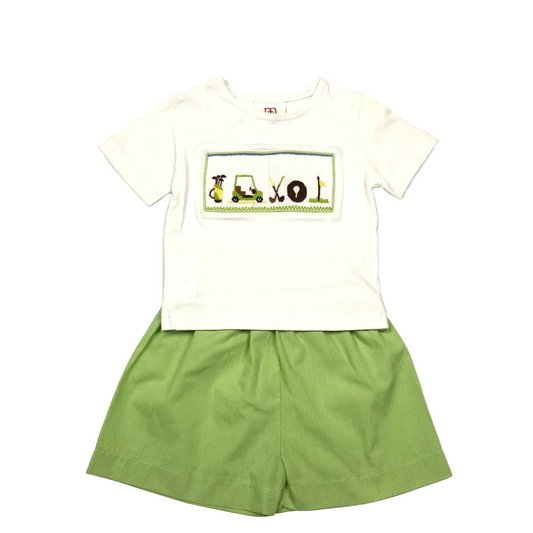 Mom & Me Smocked Golf Short Set Boys Size 12M NWT
