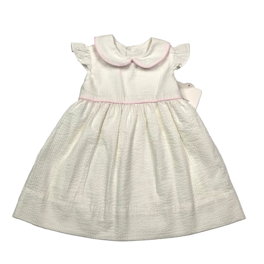 Remember Nguyen Seersucker Peter Pan Collar Dress White Girls Size 2T NWT