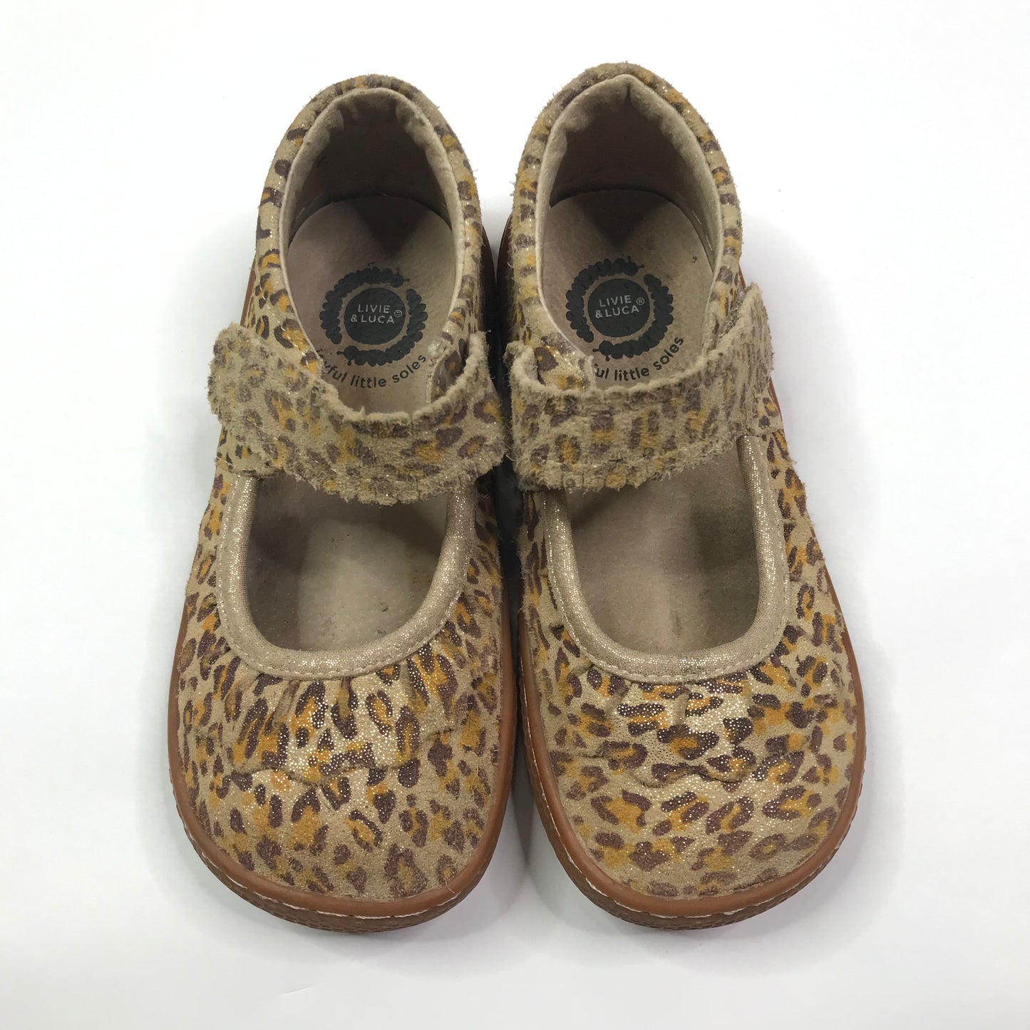 Livie & Luca Ruche Mary Jane Leopard Shimmer Shoes Girls Size 11