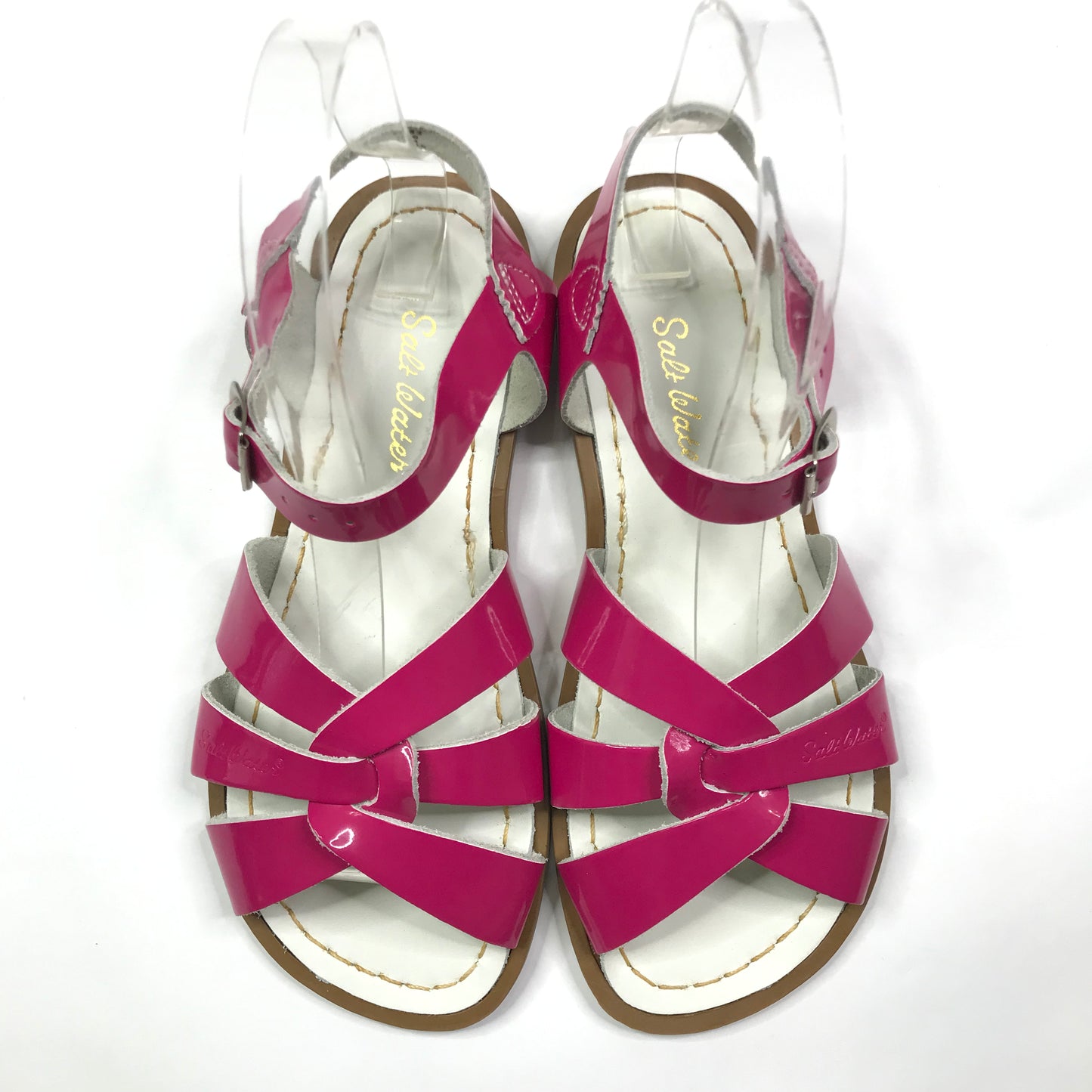 Sun-San Salt Water Original￼Shiny Fuchsia Sandals Shoes Big Girls Size 4