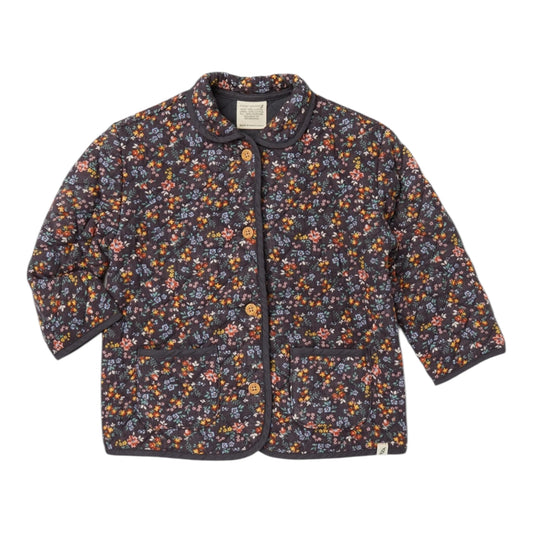 Easy Peasy Quilted Floral Jacket Grey Girls Size 12M