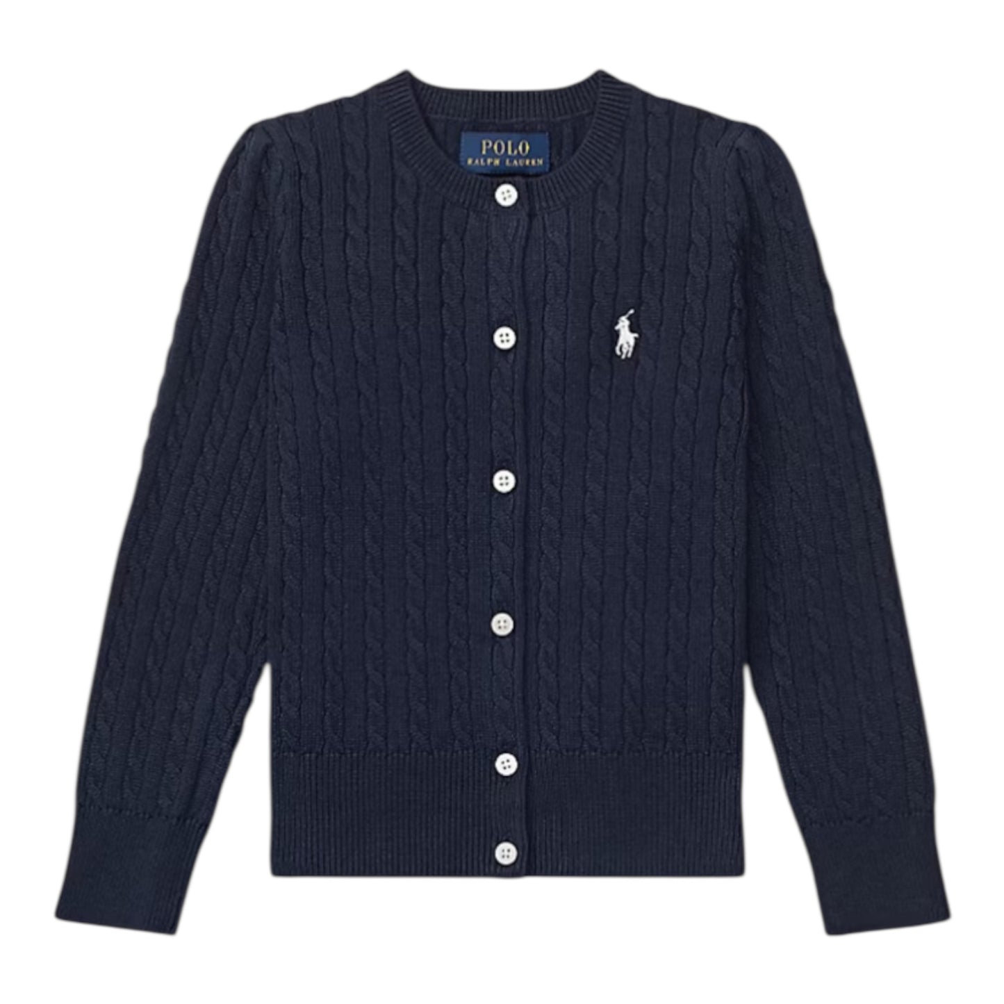 Polo Ralph Lauren Mini-Cable Cotton Cardigan Sweater Navy Blue Girls Size 5